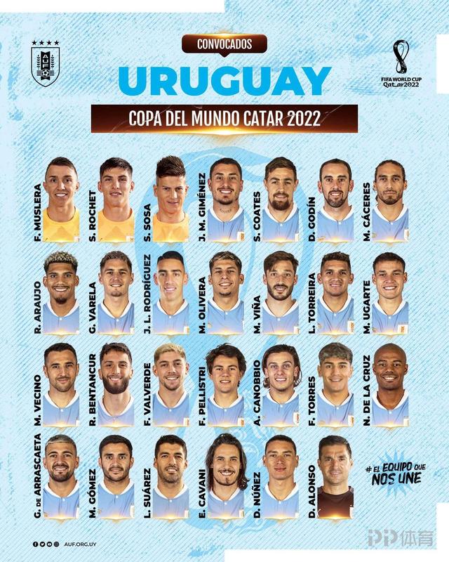乌拉圭26人世界杯名单：巴尔韦德、苏亚雷斯领衔 努涅斯入选(乌拉圭球员)