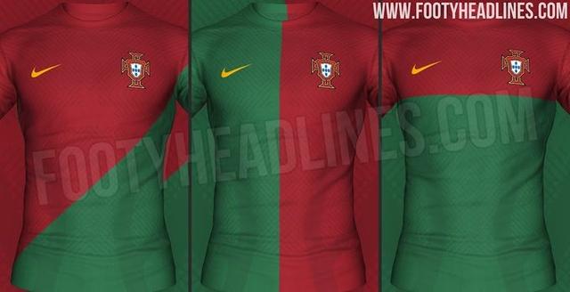 葡萄牙世界杯主场球衣3种设计方案：均采用红绿撞色设计(足球球衣设计)