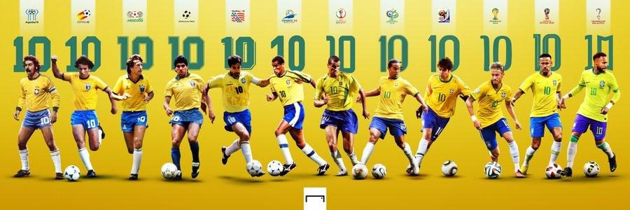 世界杯倒计时10天，goal盘点巴西队历届10号：内马尔卡卡小罗在列(巴西10号球员的名字)