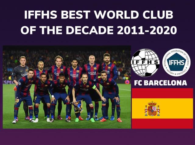 IFFHS评近十年世界最佳俱乐部：巴萨力压皇马居首 拜仁第3(最强足球队)